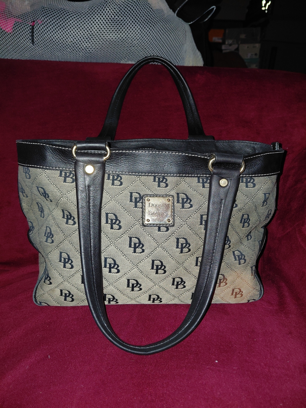 - DAMAGED - Dooney & Bourke Beige and Black Signature Tote